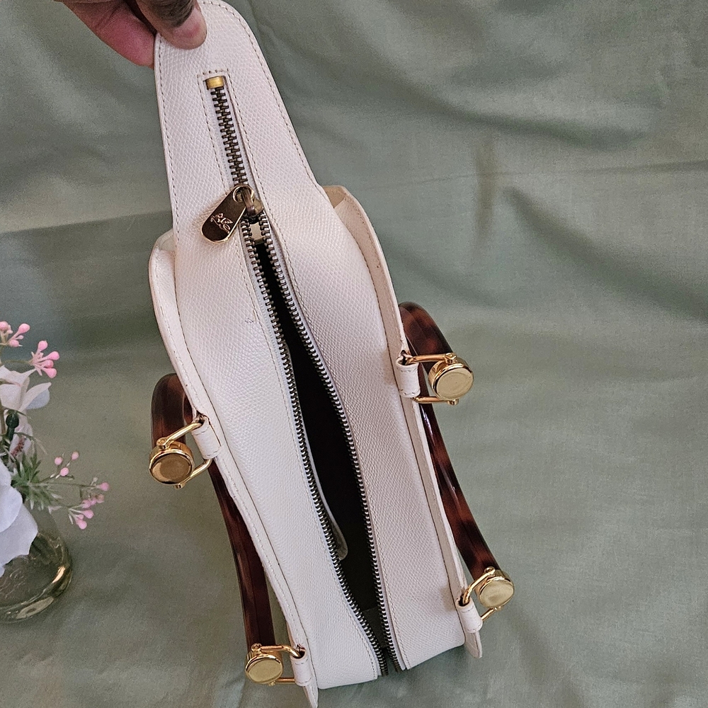 Etro Off-White Leather High-End Luxury Designer Double Handle Handbag (EXCELLENT - Picture 11 of 15